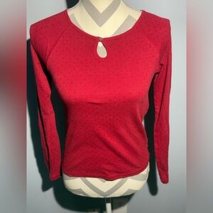 GAP Red Long Sleeve Women's Tee with Keyhole